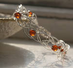 Silver+Amber Crochet Bracelet by WrappedbyDesign