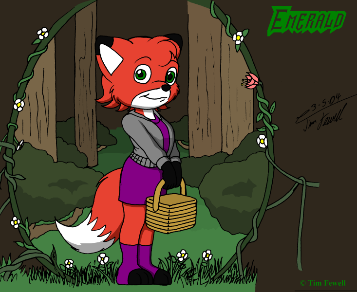 Emerald holding a basket