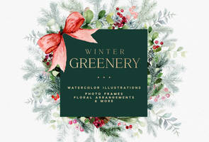 Winter Greenery Watercolor Graphics