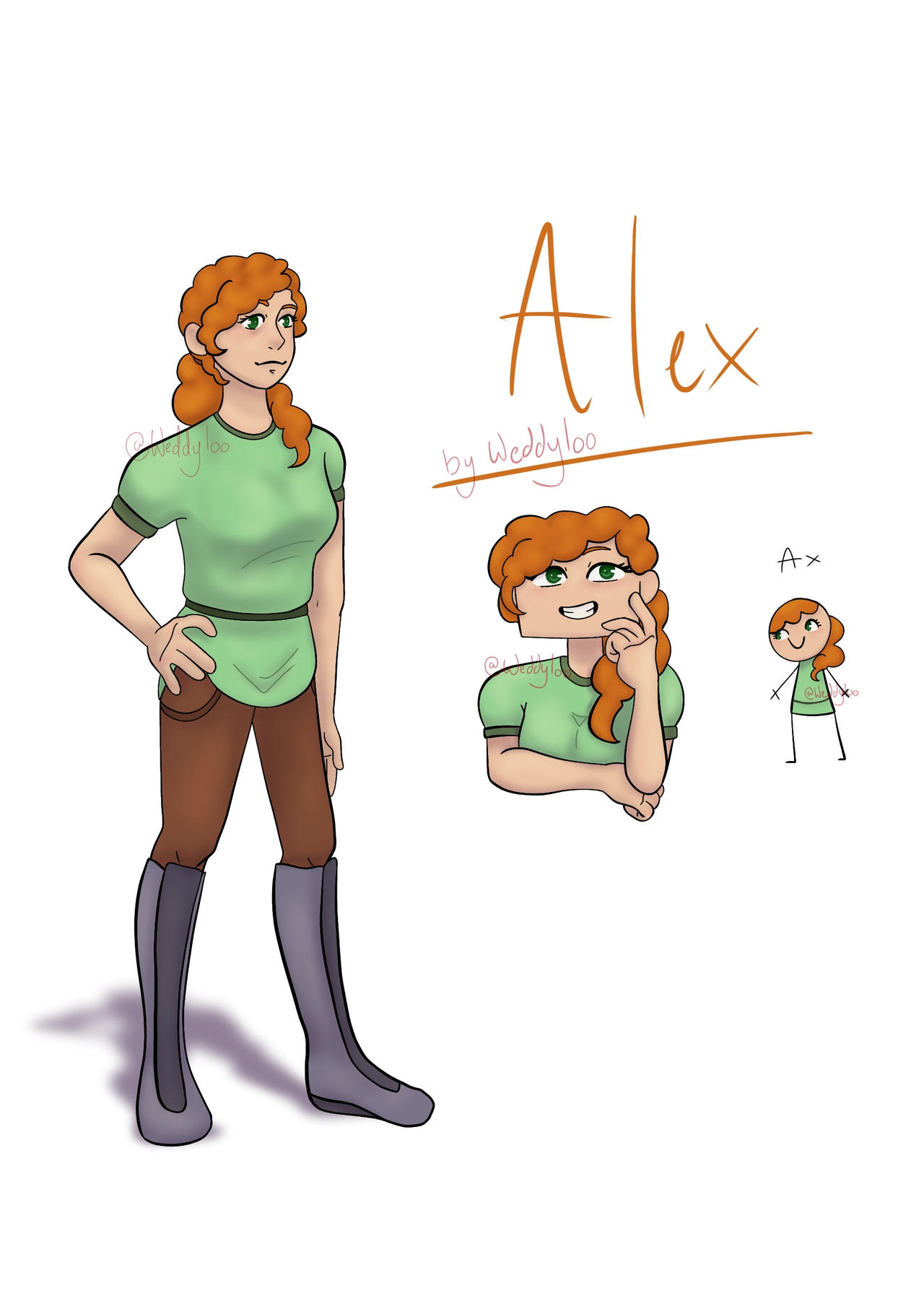 Alex in 3 styles