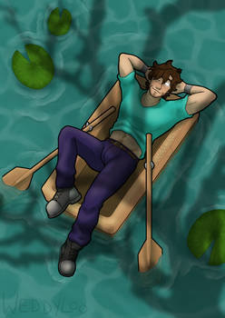 Herobrine lounging in a boat... again.