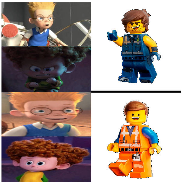 Lewis and Dennis prefer Emmet than Rex by SaucerofPeril on DeviantArt