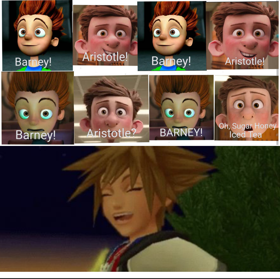 Sora laughs at Barney saying Sugar Honey Ice Tea