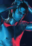 Marvel//Bucky//Blue Red by vyrenia
