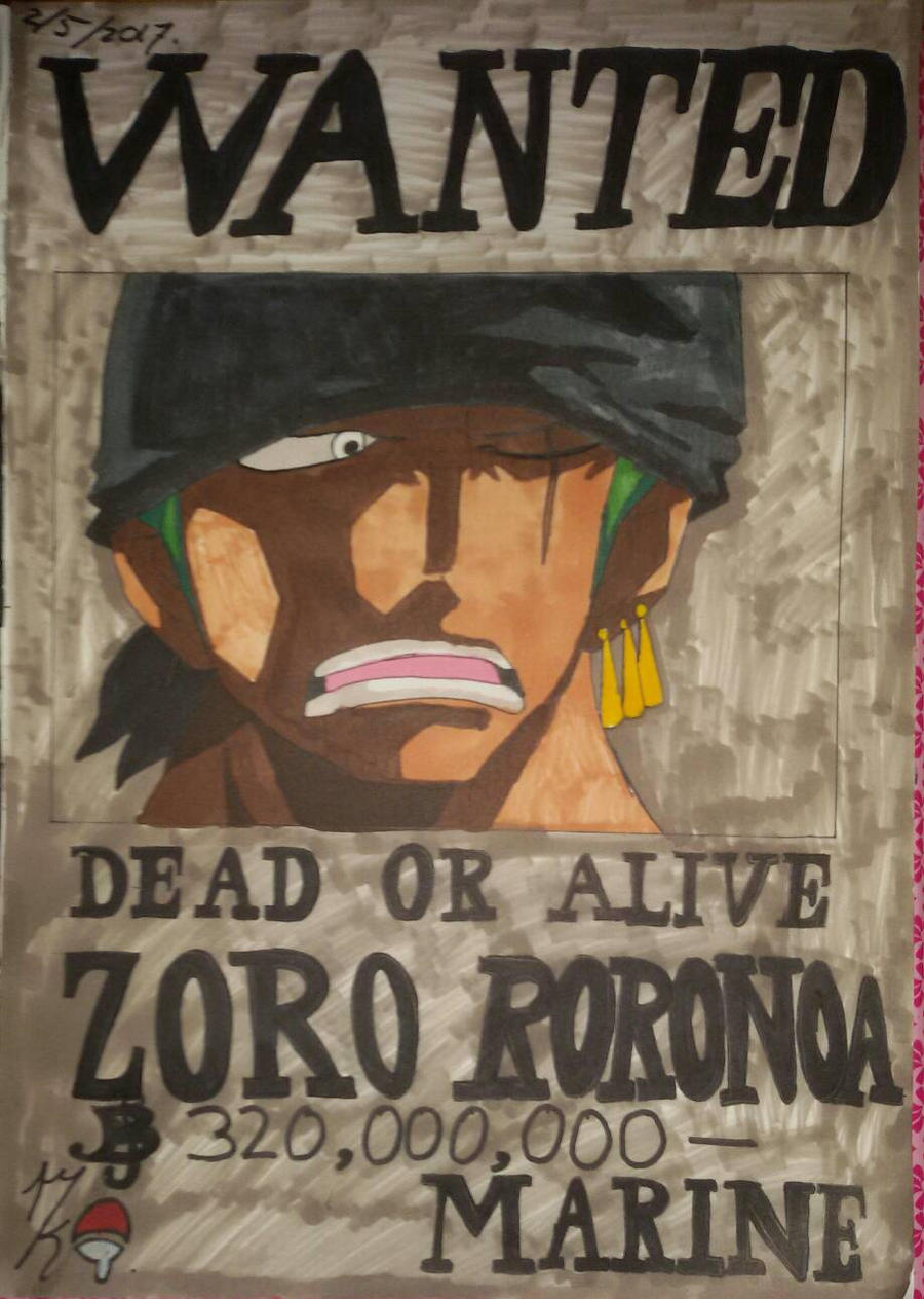 One piece wanted poster Zoro Roronoa. 