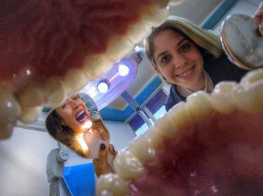 mouth cam of a woman at the dentist