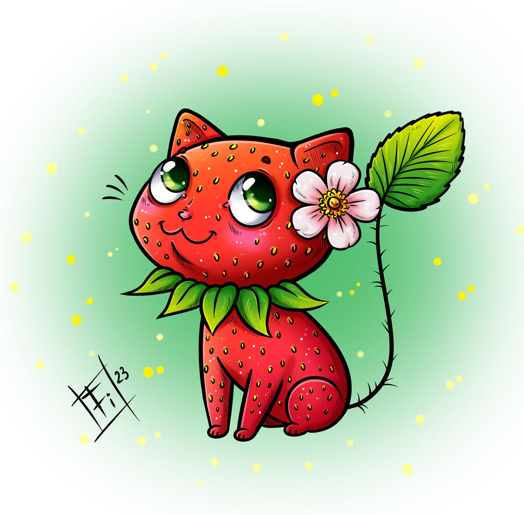 Strawberry cat by Falenaananke on DeviantArt