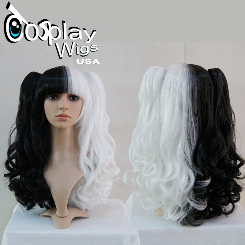 Split Black and White Wavy Wig