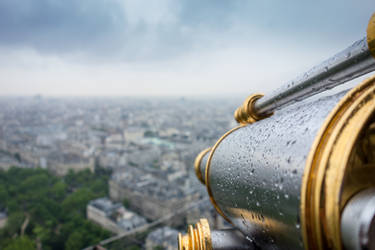 View from a rainy Eiffel Tower