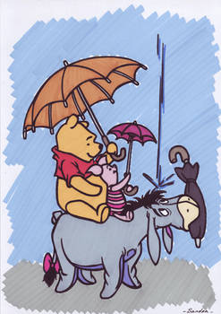 Winnie et ses amis sous la pluie