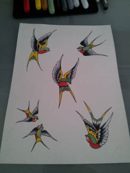 Swallows Tattoo Sketch