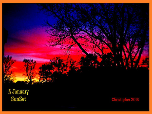 A January SunSet in Orange Frame, Indiglow Format