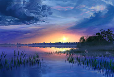 Calm sunset over the water