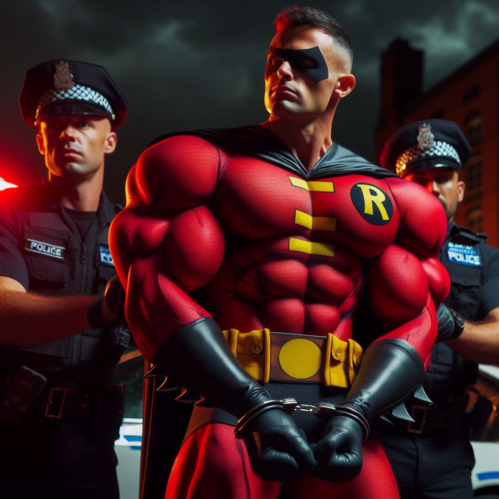 Muscular Robin arrested and handcuffed by police by Tcruise23 on DeviantArt