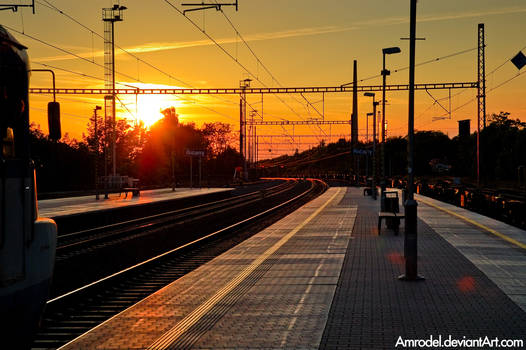 Railway Station at Sunset