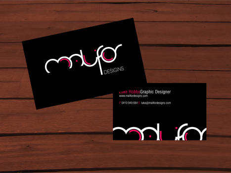 Malifor Designs business card