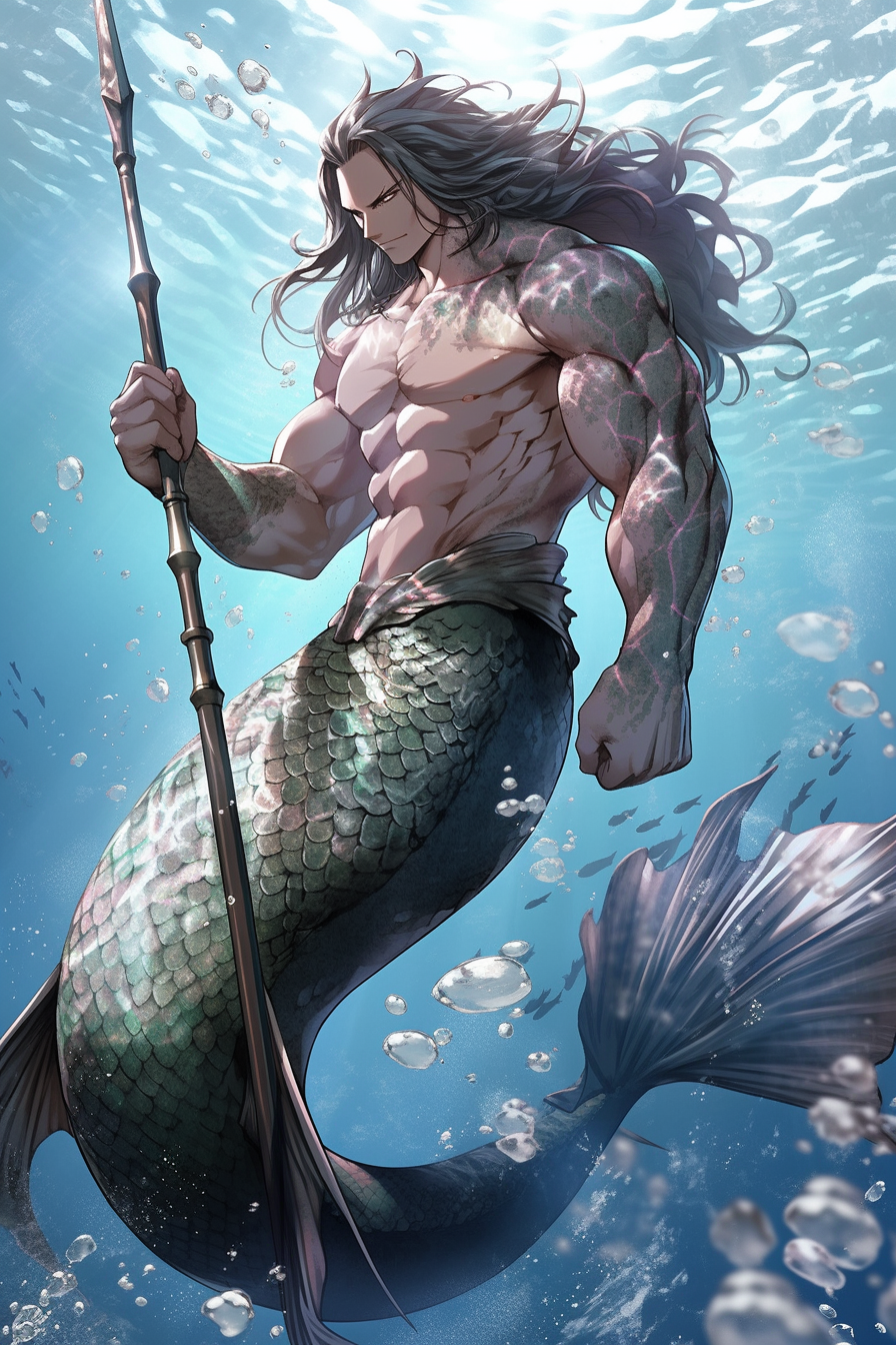 Muscle Mermen Merman Warrior with Spear by ChrisD19 on DeviantArt