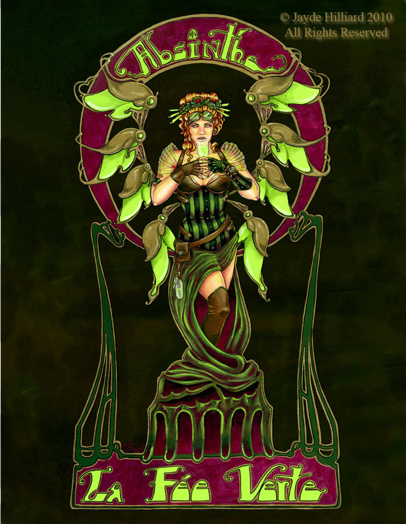 Absinthe Fairy Poster Black