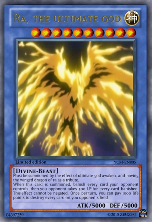 yugioh ultimate god card Yu Gi Oh Legendary Collection Ultra Rare Set of 3 Egyptian God Cards Slifer, Obelisk Ra (Limited Edition) Ultra Rare Version : Toys & Games Ra, the ultimate god by