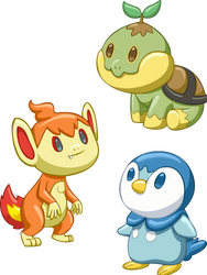 Pokemon Starters - Gen 4 by TipsyKipsy