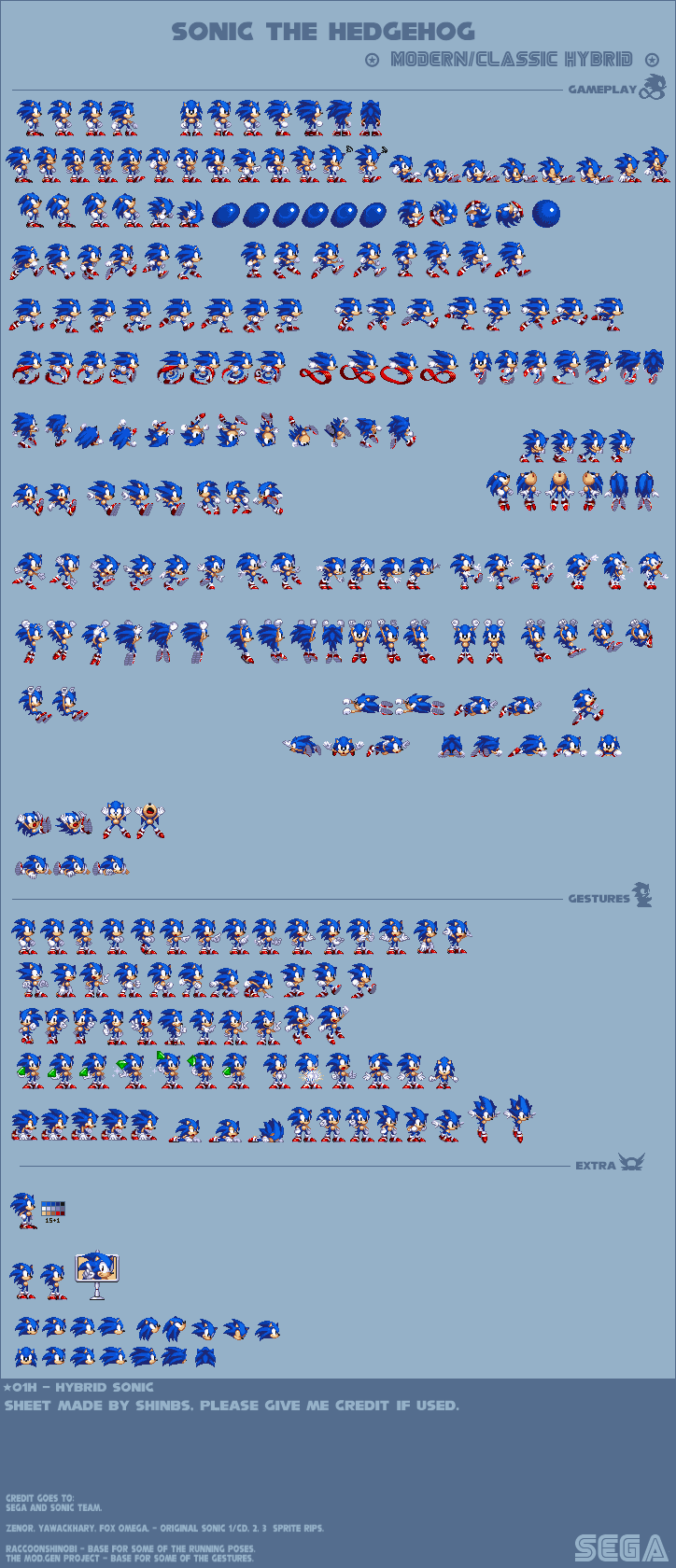 Sonic The Hedgehog (Hybrid) - 2015 Sprite Sheet.