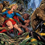 Supergirl and Batgirl Outnumbered in the Alien Jungle