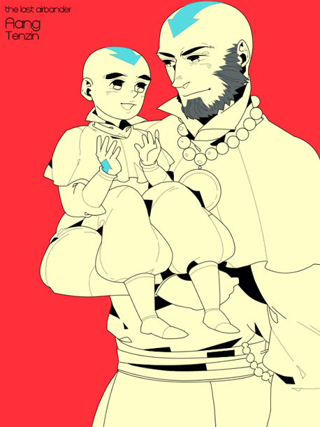 Aang and  little Tenzin.