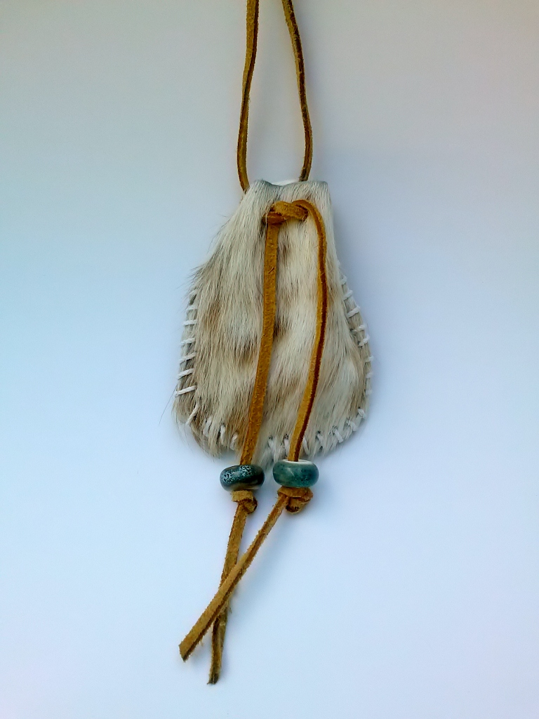 Blondie Hair-on Leather Medicine Pouch Necklace