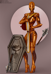 Warforged Female (coloured sketch comm) by Willow-Bell