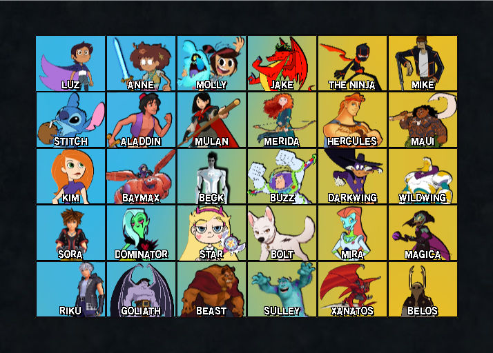 My Disney Smash Bros Roster Row 5 Unlocked by OmnianimemanX on DeviantArt