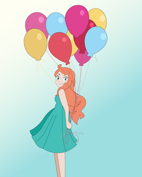 Sonia holding balloons