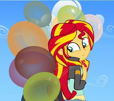 Sunset Shimmer Holding Balloons