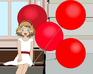 On a Bench with her Balloons by HAKDurbin