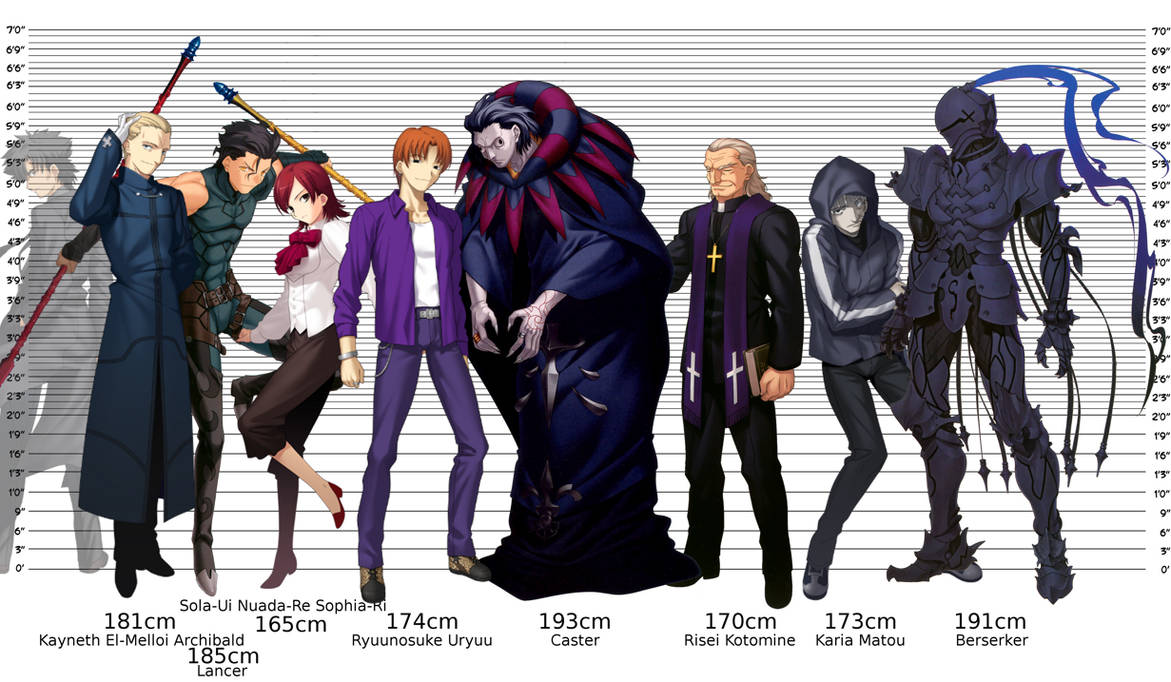Fate/Zero Character Height Chart 2 by BlaGeYT on DeviantArt