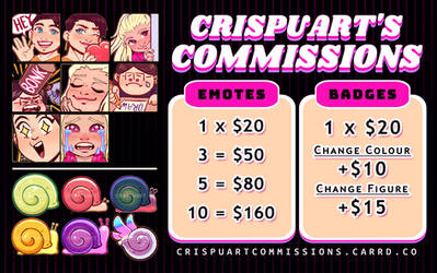 Twitch emotes and badges commission info 2022