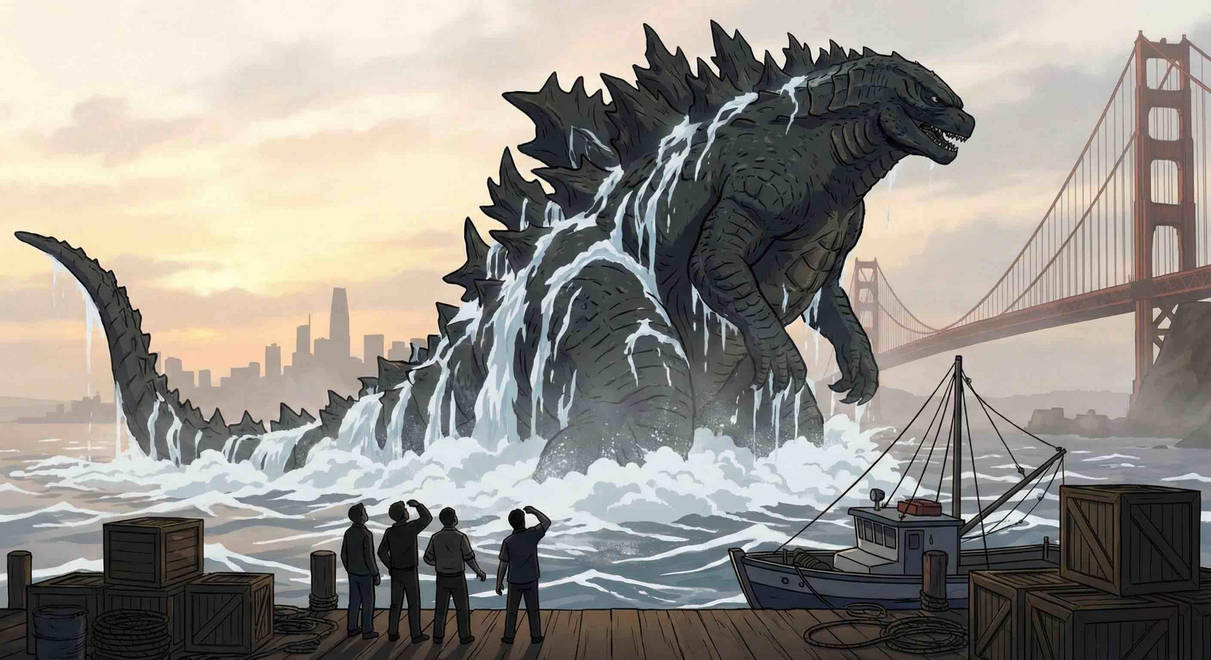 Godzilla arrives in San Francisco by FinZilla1337 on DeviantArt