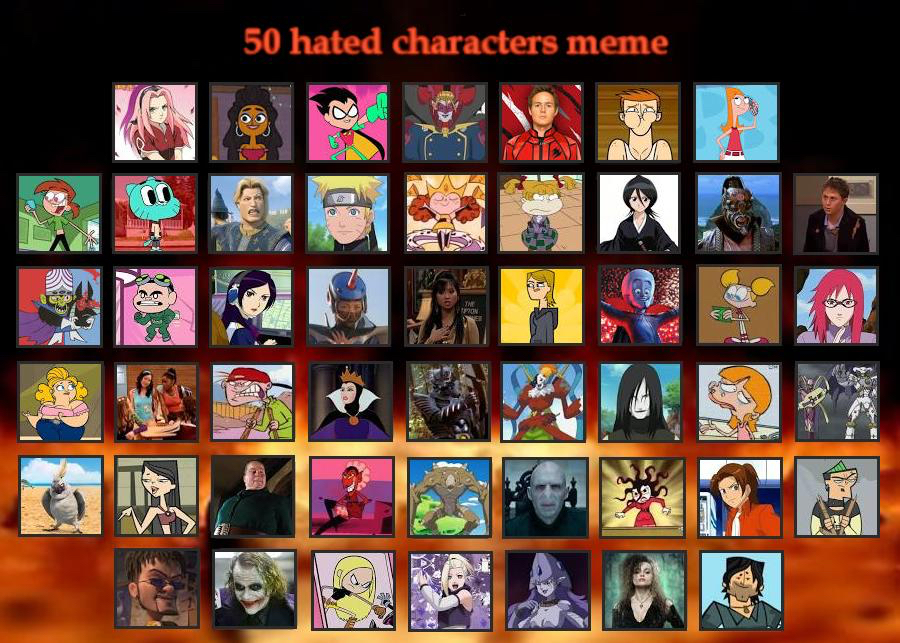 50 Hated Characters Meme By Araceli193 On Deviantart.