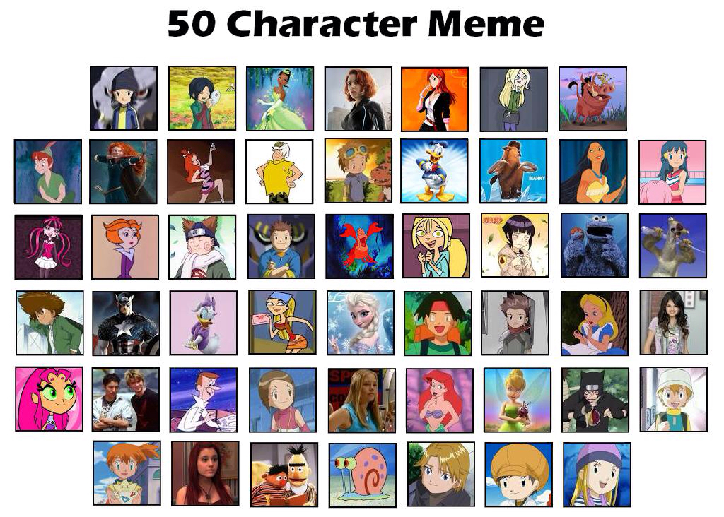 Meme Chacter 50 Favorite Characters Meme by Araceli193 on DeviantArt