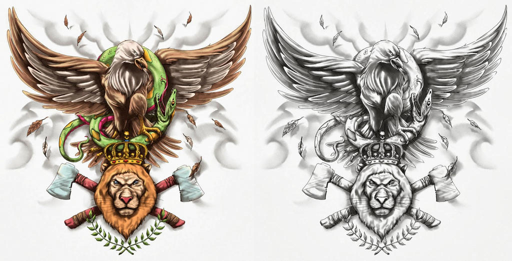 Eagle, Snake, Lion Tattoo Design by CrisLuspoTattoos on DeviantArt