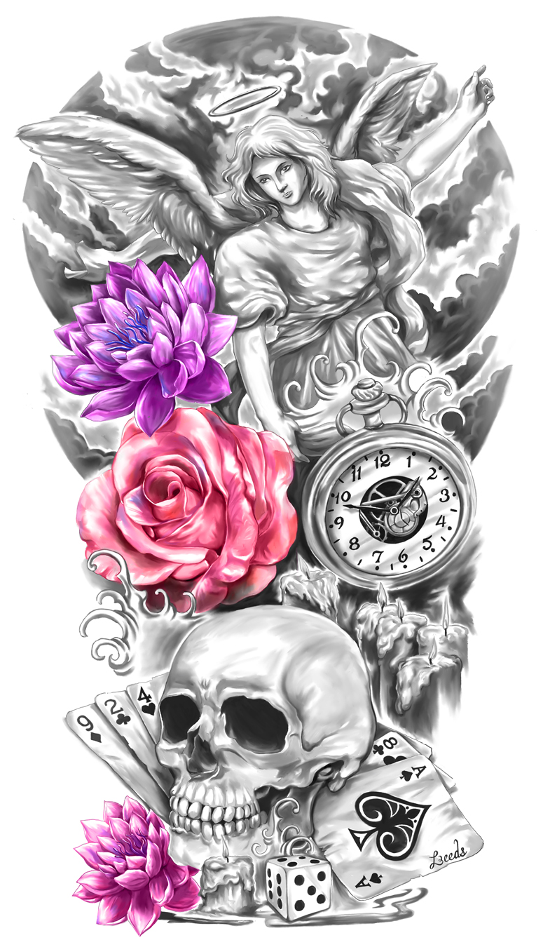 Guardian Angel Full-sleeve Tattoo by CrisLuspoTattoos on DeviantArt