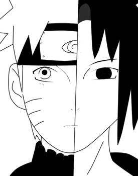 Naruto and sasuke line art