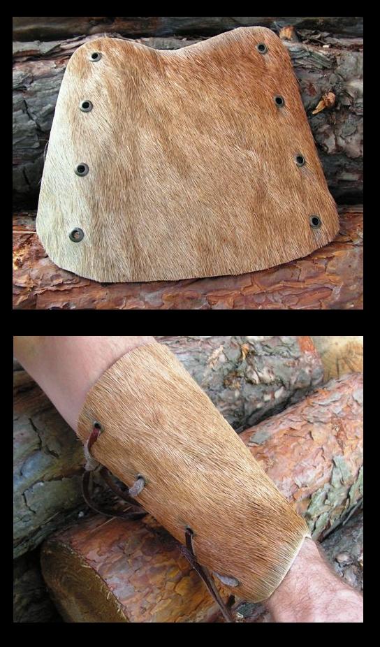 Bracer with deer hide