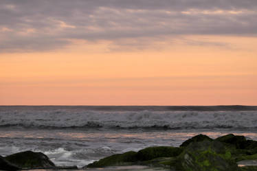 sunset by the rocks