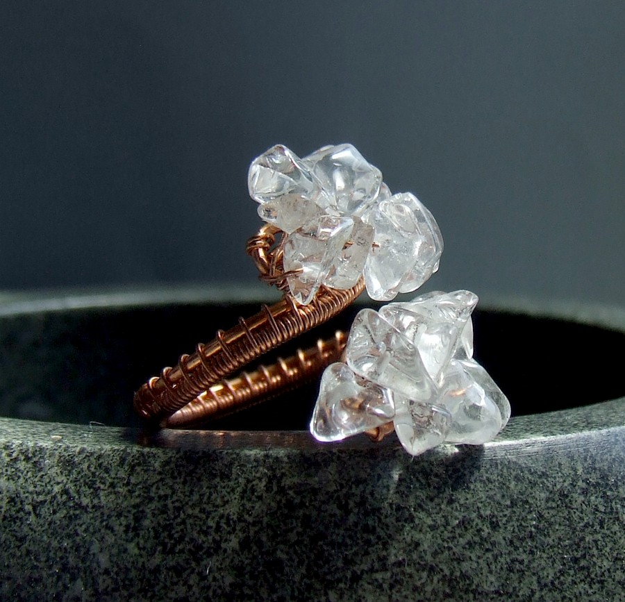 Rock crystal and copper ring