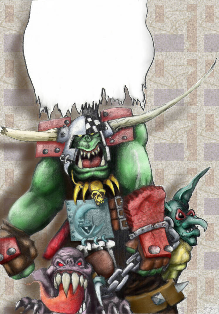 Ork WarBoss - line art by amadeushopkins by AMProSoft