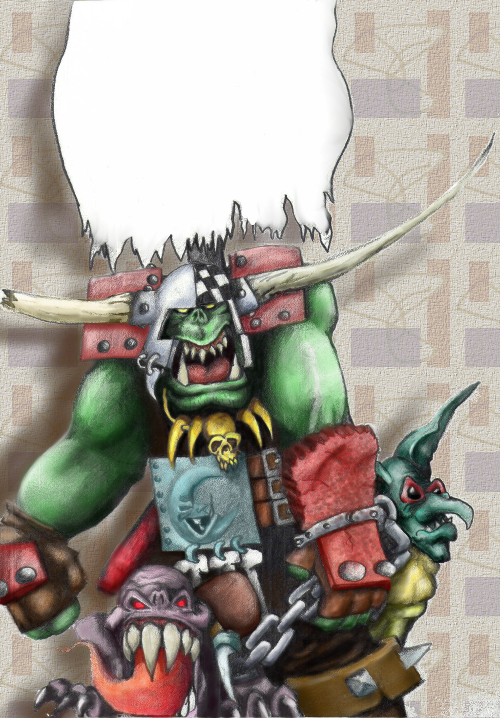 Ork WarBoss - line art by amadeushopkins by AMProSoft