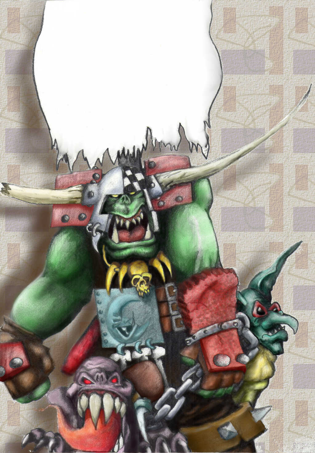 Ork WarBoss - line art by amadeushopkins