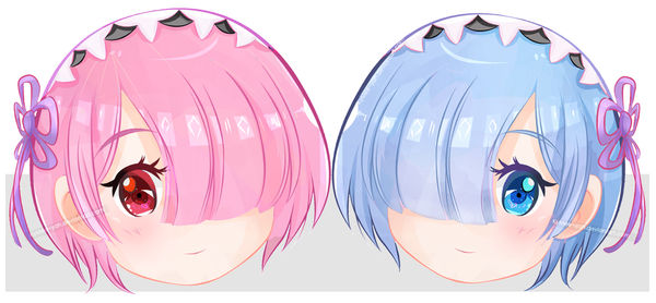 Chibi ReZero Ram and Rem Face by KyMee-yah on DeviantArt