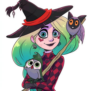 Harley Quinn as a Cute Witch