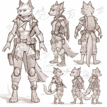 Wolf Warrior Character Design Model Sheet